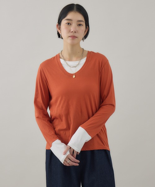 Paradise Picnic(パラダイスピクニック)の「SUGARROSE レイヤードデザイントップス(Tシャツ/カットソー・レディース・ブラック/ホワイト/オレンジ・FREE)」の18枚目の写真