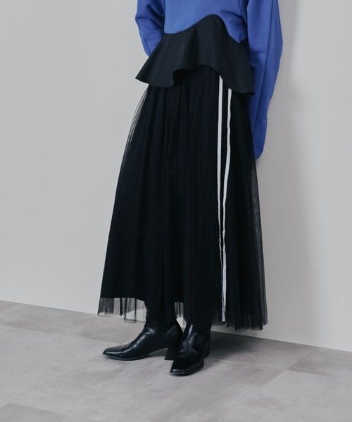 DOLLUPOOPS（ドールアップウップス）の「サイドラインチュールスカート（スカート・レディース・ブラック/チャコールグレー/レッド・38）」の2枚目の写真