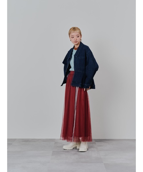 DOLLUPOOPS（ドールアップウップス）の「サイドラインチュールスカート（スカート・レディース・ブラック/チャコールグレー/レッド・38）」の4枚目の写真