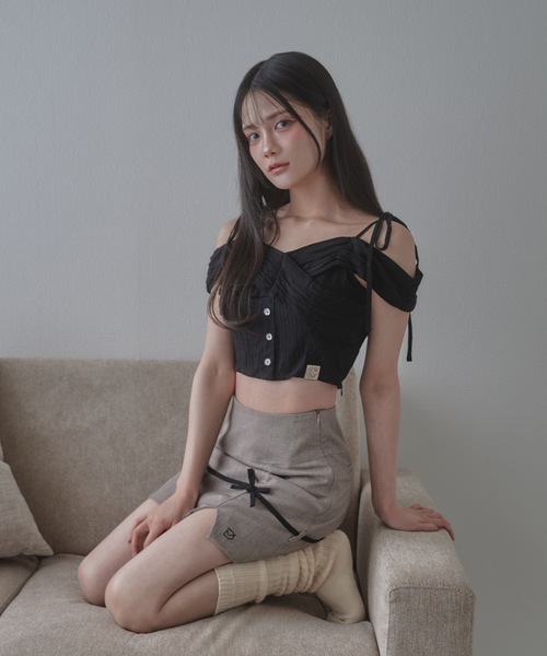 M DOLLY(エムドリー)の「*M DOLLY original*playful ribbon mini skirt/プレイフルリボンミニスカート(スカート・レディース・アイボリー/グレー・S/M)」の10枚目の写真