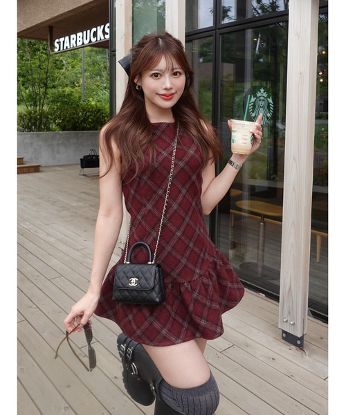 DARICH チェック柄 ノースリーブミニワンピース Darichダーリッチ ノースリーブ ミニワンピース 予約商品