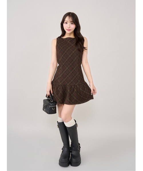 【♡】Darich チェック柄 ノースリーブワンピース ダーリッチ Darich タータンチェックノースリミニワンピース