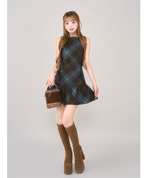 Darich（ダーリッチ）の「タータンチェックノースリミニワンピース（ワンピース・レディース・ブルー/ブラウン/ボルドー・FREE/FL）」の17枚目の写真