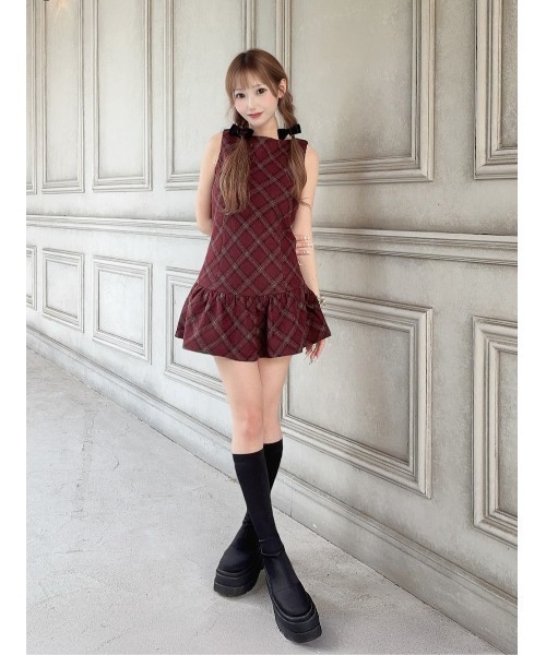 タータンチェックノースリミニワンピース（ワンピース）｜Darich