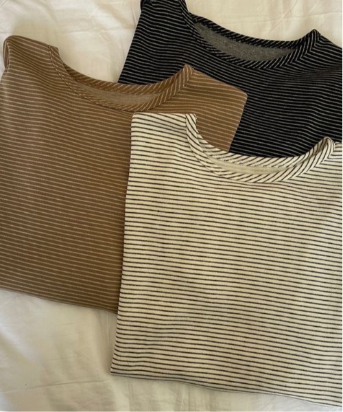 SHEPP(シープ)の「オーバーシルエット ボーダーロンT(Tシャツ/カットソー・レディース・ブラック/ブラウン/ホワイト・L/M)」の17枚目の写真