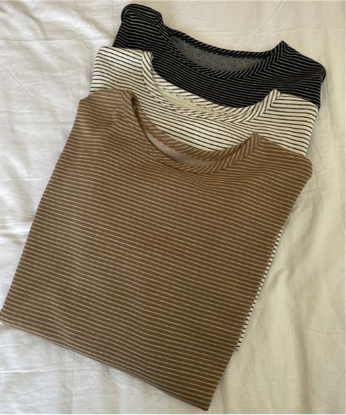 SHEPP(シープ)の「オーバーシルエット ボーダーロンT(Tシャツ/カットソー・レディース・ブラック/ブラウン/ホワイト・L/M)」の18枚目の写真