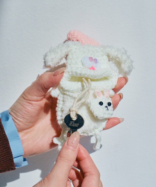 macaroni edge（マカロニエッジ）の「〈macaroni edge/マカロニエッジ〉毛糸のマスコット キーケース うさぎ（キーケース/キーアクセサリー・レディース・グレー/ピンク/ブラック/ホワイト・ONE SIZE）」の20枚目の写真