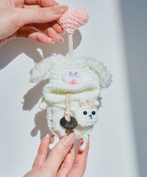 macaroni edge（マカロニエッジ）の「〈macaroni edge/マカロニエッジ〉毛糸のマスコット キーケース うさぎ（キーケース/キーアクセサリー・レディース・グレー/ピンク/ブラック/ホワイト・ONE SIZE）」の21枚目の写真