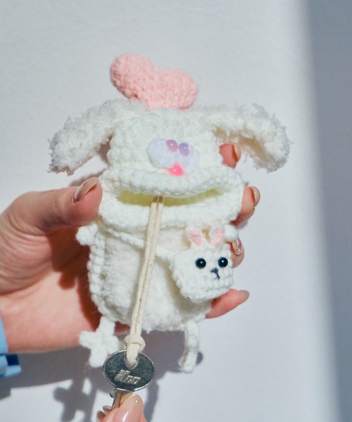 macaroni edge（マカロニエッジ）の「〈macaroni edge/マカロニエッジ〉毛糸のマスコット キーケース うさぎ（キーケース/キーアクセサリー・レディース・グレー/ピンク/ブラック/ホワイト・ONE SIZE）」の22枚目の写真