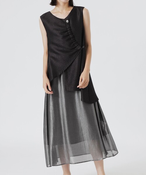 LOVELESS（ラブレス）の「メタリックワンピース（ワンピース・レディース・ベージュ系その他/シルバー系その他/ブラック・36/34）」の4枚目の写真