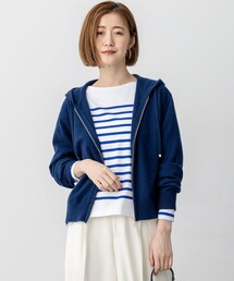 ピュアカシミヤ ジップアップ ニット パーカー