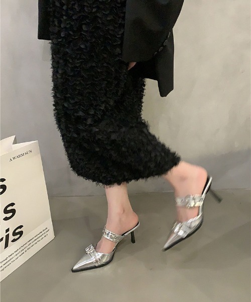 WEGO(ウィゴー)の「WEGO/スクエアトゥヒールパンプス(パンプス・レディース・シルバー/ホワイト/ブラック・MEDIUM/LARGE)」の8枚目の写真