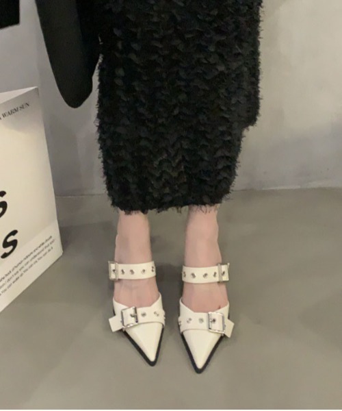 WEGO(ウィゴー)の「WEGO/スクエアトゥヒールパンプス(パンプス・レディース・シルバー/ホワイト/ブラック・MEDIUM/LARGE)」の5枚目の写真