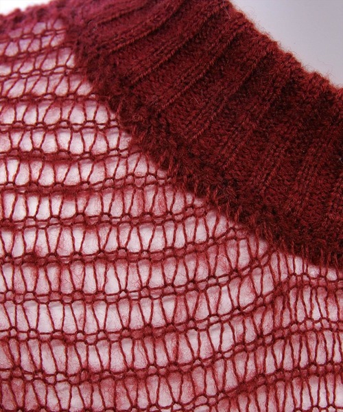 clear（クリア）の「ナンバリング透かしニットトップス[カジュアル 着回し抜群 大人]（ニット/セーター・レディース・ネイビー/グリーン/ボルドー・F）」の6枚目の写真