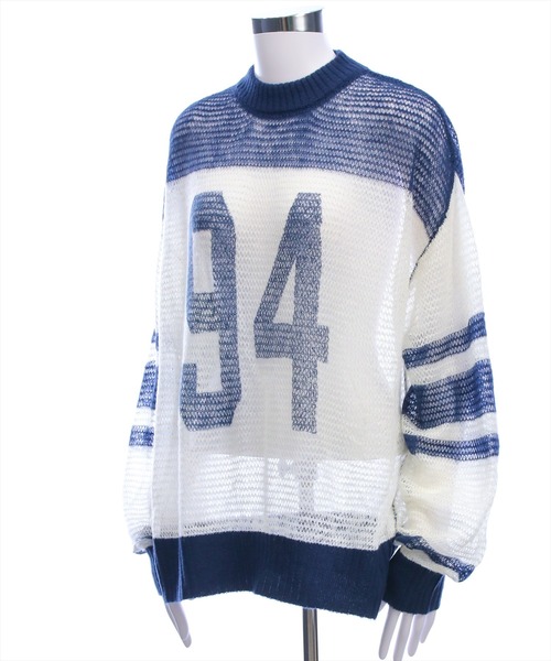 clear（クリア）の「ナンバリング透かしニットトップス[カジュアル 着回し抜群 大人]（ニット/セーター・レディース・ネイビー/グリーン/ボルドー・F）」の9枚目の写真