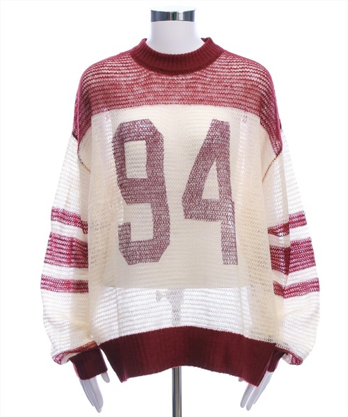 clear（クリア）の「ナンバリング透かしニットトップス[カジュアル 着回し抜群 大人]（ニット/セーター・レディース・ネイビー/グリーン/ボルドー・F）」の15枚目の写真