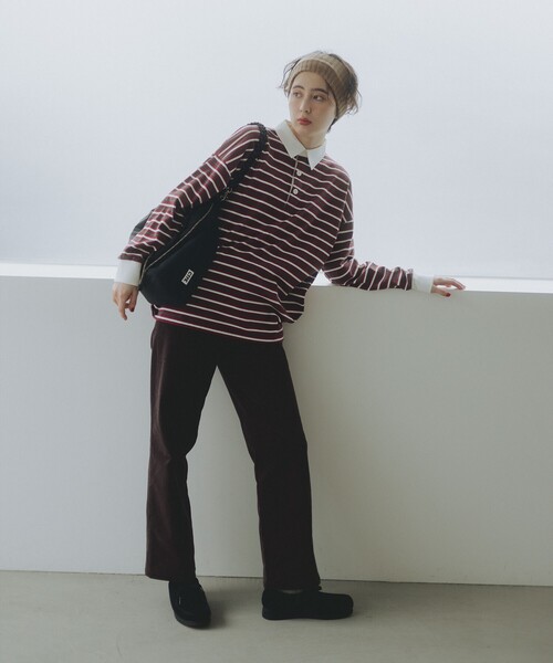 B:MING by BEAMS(ビーミングバイビームス)の「ボーダー ラガーシャツ(Tシャツ/カットソー・レディース・グリーン/ワイン・ONE SIZE)」の3枚目の写真