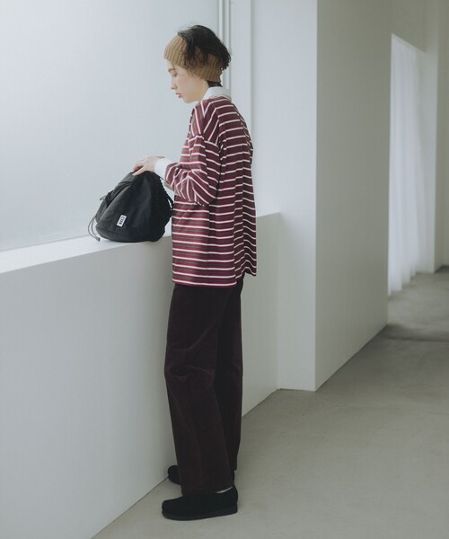 B:MING by BEAMS(ビーミングバイビームス)の「ボーダー ラガーシャツ(Tシャツ/カットソー・レディース・グリーン/ワイン・ONE SIZE)」の6枚目の写真