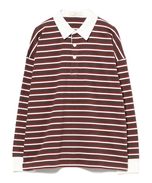 B:MING by BEAMS(ビーミングバイビームス)の「ボーダー ラガーシャツ(Tシャツ/カットソー・レディース・グリーン/ワイン・ONE SIZE)」の9枚目の写真