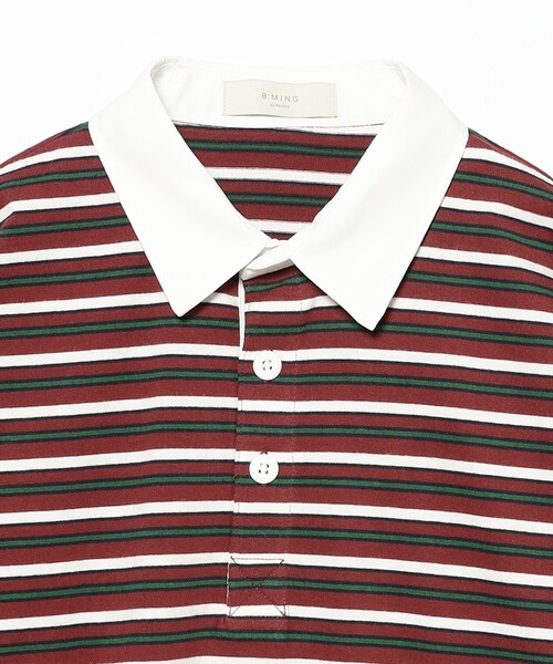 B:MING by BEAMS(ビーミングバイビームス)の「ボーダー ラガーシャツ(Tシャツ/カットソー・レディース・グリーン/ワイン・ONE SIZE)」の10枚目の写真