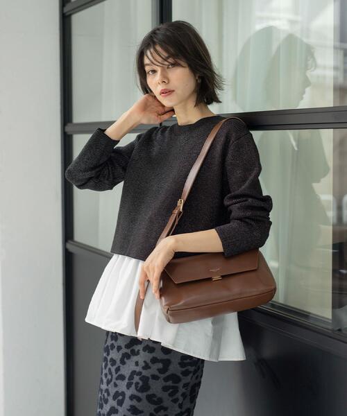 OPAQUE.CLIP（オペークドットクリップ）の「【3WAY】スムース合皮ワイドボディバッグ（ボディバッグ/ウエストポーチ・レディース・ブラック/ダークブラウン・00）」の20枚目の写真