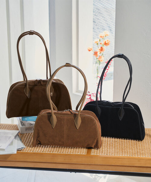 KOBE LETTUCE(コウベレタス)の「スウェードショルダーボストンバッグ(ボストンバッグ・レディース・キャメル/ブラウン/ブラック・F)」の1枚目の写真