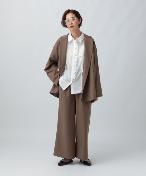 LEPSIM(レプシィム)の「アシメフリルシャツ 582419(シャツ/ブラウス・レディース・ベージュ/ブラック/オフホワイト・FREE)」の9枚目の写真