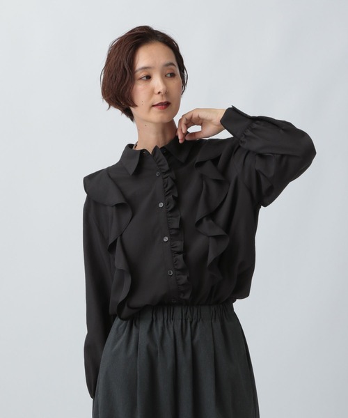 LEPSIM(レプシィム)の「アシメフリルシャツ 582419(シャツ/ブラウス・レディース・ベージュ/ブラック/オフホワイト・FREE)」の12枚目の写真