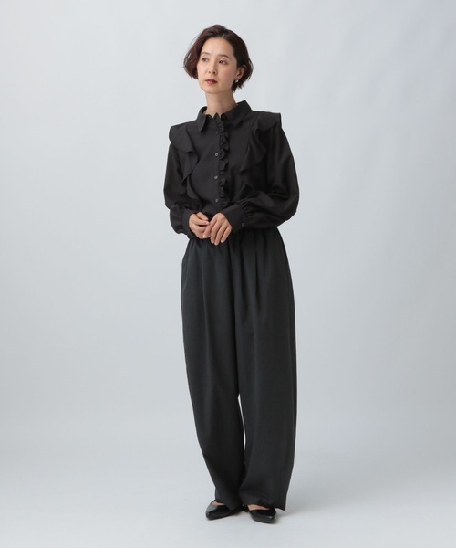 LEPSIM(レプシィム)の「アシメフリルシャツ 582419(シャツ/ブラウス・レディース・ベージュ/ブラック/オフホワイト・FREE)」の14枚目の写真