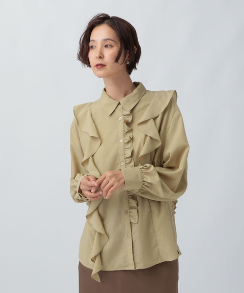 LEPSIM(レプシィム)の「アシメフリルシャツ 582419(シャツ/ブラウス・レディース・ベージュ/ブラック/オフホワイト・FREE)」の18枚目の写真