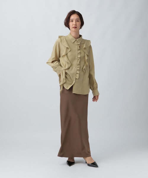 LEPSIM(レプシィム)の「アシメフリルシャツ 582419(シャツ/ブラウス・レディース・ベージュ/ブラック/オフホワイト・FREE)」の20枚目の写真