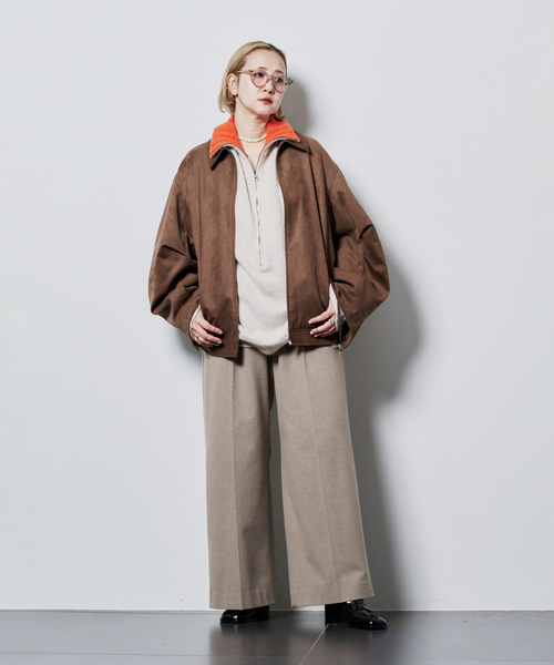 CITYSHOP（シティーショップ）の「SINGLE TUCK WIDE パンツ（スラックス・レディース・ブラック/ベージュ/グレー・38/36）」の4枚目の写真