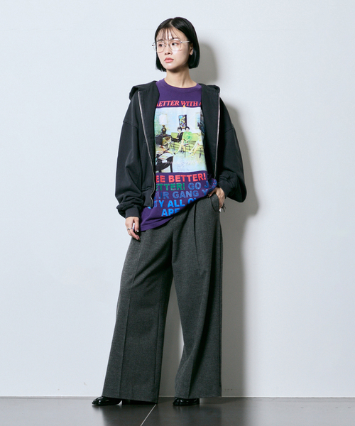 CITYSHOP（シティーショップ）の「SINGLE TUCK WIDE パンツ（スラックス・レディース・ブラック/ベージュ/グレー・38/36）」の6枚目の写真