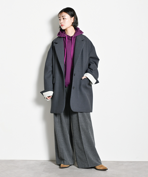 CITYSHOP（シティーショップ）の「SINGLE TUCK WIDE パンツ（スラックス・レディース・ブラック/ベージュ/グレー・38/36）」の8枚目の写真