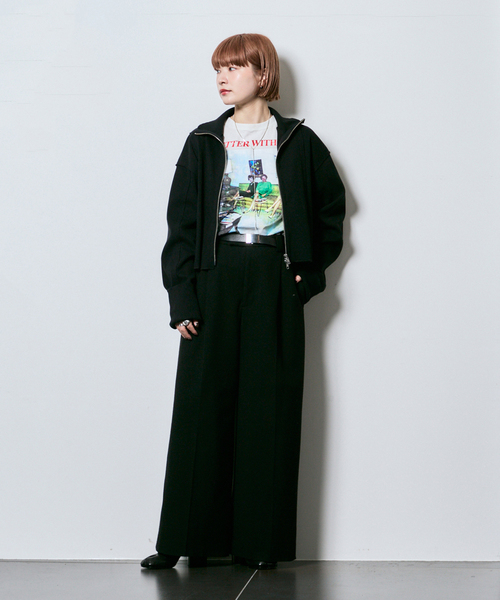 CITYSHOP（シティーショップ）の「SINGLE TUCK WIDE パンツ（スラックス・レディース・ブラック/ベージュ/グレー・38/36）」の9枚目の写真