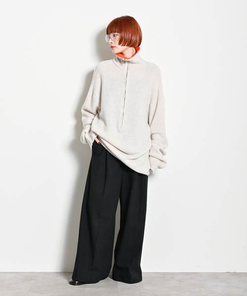 CITYSHOP（シティーショップ）の「SINGLE TUCK WIDE パンツ（スラックス・レディース・ブラック/ベージュ/グレー・38/36）」の10枚目の写真