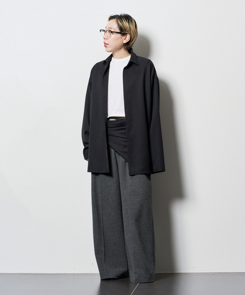 CITYSHOP（シティーショップ）の「SINGLE TUCK WIDE パンツ（スラックス・レディース・ブラック/ベージュ/グレー・38/36）」の12枚目の写真