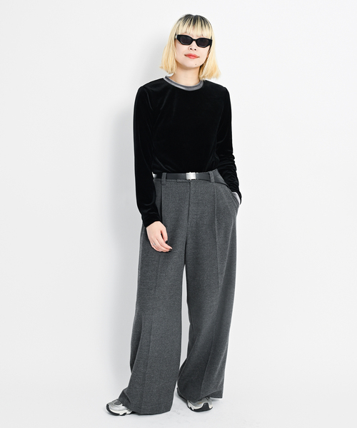 CITYSHOP（シティーショップ）の「SINGLE TUCK WIDE パンツ（スラックス・レディース・ブラック/ベージュ/グレー・38/36）」の18枚目の写真