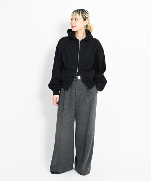 CITYSHOP（シティーショップ）の「SINGLE TUCK WIDE パンツ（スラックス・レディース・ブラック/ベージュ/グレー・38/36）」の19枚目の写真