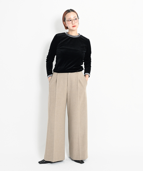 CITYSHOP（シティーショップ）の「SINGLE TUCK WIDE パンツ（スラックス・レディース・ブラック/ベージュ/グレー・38/36）」の21枚目の写真