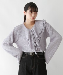 RAGEBLUE（レイジブルー）の「ワイドスリーブ/シャーリングフリルブラウス（シャツ/ブラウス）」