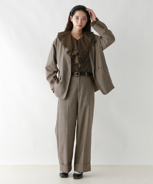 RAGEBLUE（レイジブルー）の「ワイドスリーブ/シャーリングフリルブラウス（シャツ/ブラウス・レディース・パープル/ホワイト/ブラウン・FREE）」の9枚目の写真