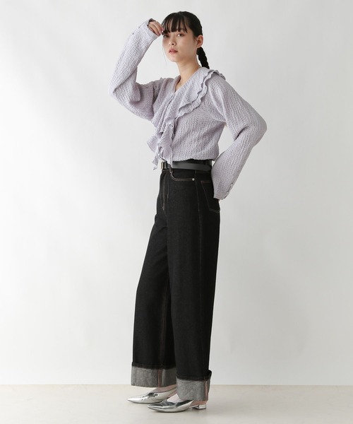 RAGEBLUE（レイジブルー）の「ワイドスリーブ/シャーリングフリルブラウス（シャツ/ブラウス・レディース・パープル/ホワイト/ブラウン・FREE）」の16枚目の写真