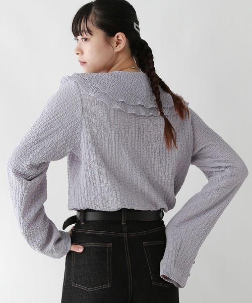 RAGEBLUE（レイジブルー）の「ワイドスリーブ/シャーリングフリルブラウス（シャツ/ブラウス・レディース・パープル/ホワイト/ブラウン・FREE）」の17枚目の写真