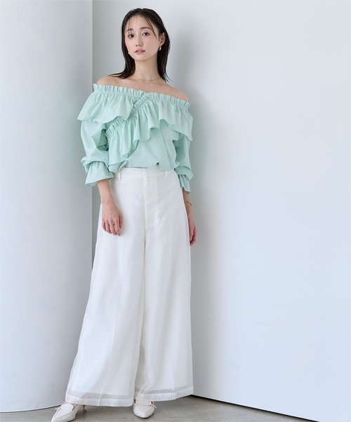 UR'S(ユアーズ)の「シアーワイドパンツ(その他パンツ・レディース・ブルー/ベージュ/ホワイト・L/M/S)」の1枚目の写真