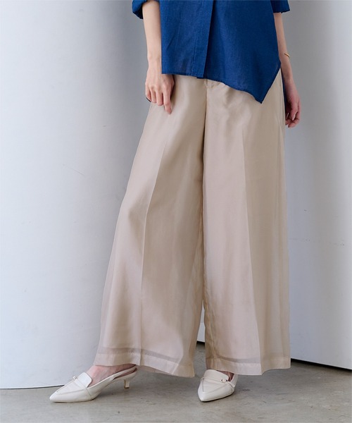 UR'S(ユアーズ)の「シアーワイドパンツ(その他パンツ・レディース・ブルー/ベージュ/ホワイト・L/M/S)」の8枚目の写真