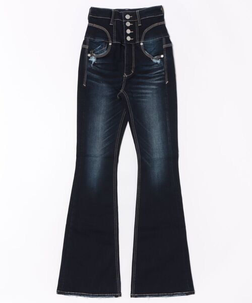 EMODA(エモダ)の「SUPER H/W FLARE PAGGINGS(デニムパンツ・レディース・インディゴブルー/ブラック・X-SMALL/MEDIUM/SMALL)」の2枚目の写真