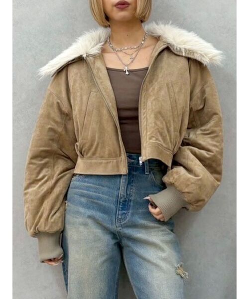 EVRIS(エヴリス)の「2WAYフェイクスウェードブルゾン(ブルゾン・レディース・ベージュ/グレー/その他1・FREE)」の2枚目の写真