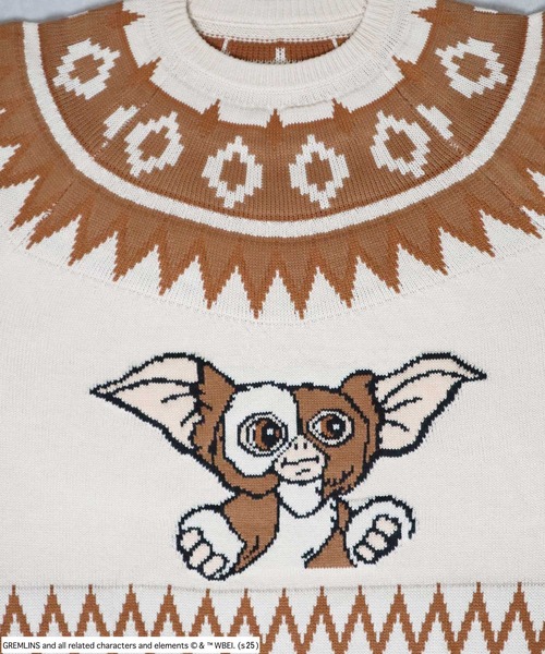 Salong hameu（サロン ハミュー）の「GREMLINS（グレムリン）GIZMOギズモ キャラクタージャガード求心柄ニットセーター メンズ レディース ユニセックス（ニット/セーター・メンズ・ブラック系/ホワイト系・L/M/LL）」の4枚目の写真