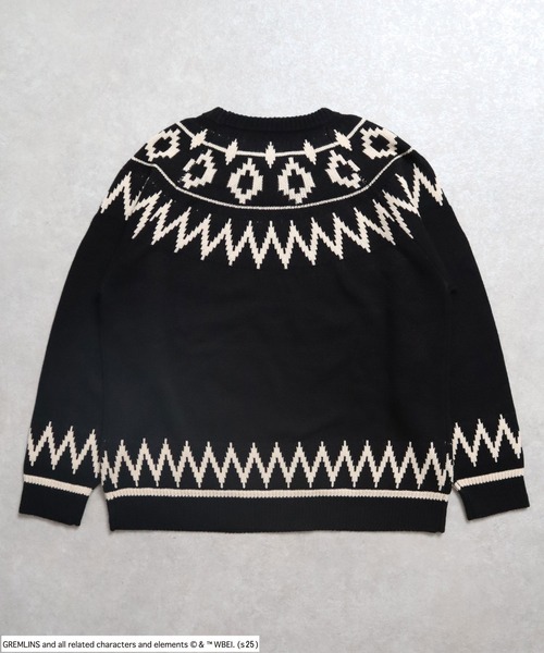 Salong hameu（サロン ハミュー）の「GREMLINS（グレムリン）GIZMOギズモ キャラクタージャガード求心柄ニットセーター メンズ レディース ユニセックス（ニット/セーター・メンズ・ブラック系/ホワイト系・L/M/LL）」の6枚目の写真